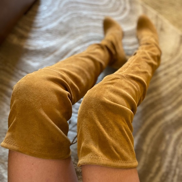 Stuart Weitzman Women’s Highland Suede Over the Knee Boots Fit 8.5 in Tan - Picture 2 of 13